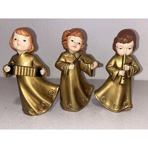 Vintage 1960s Caffco Hand painted Ceramic Christmas Angels Japan Set Of 3